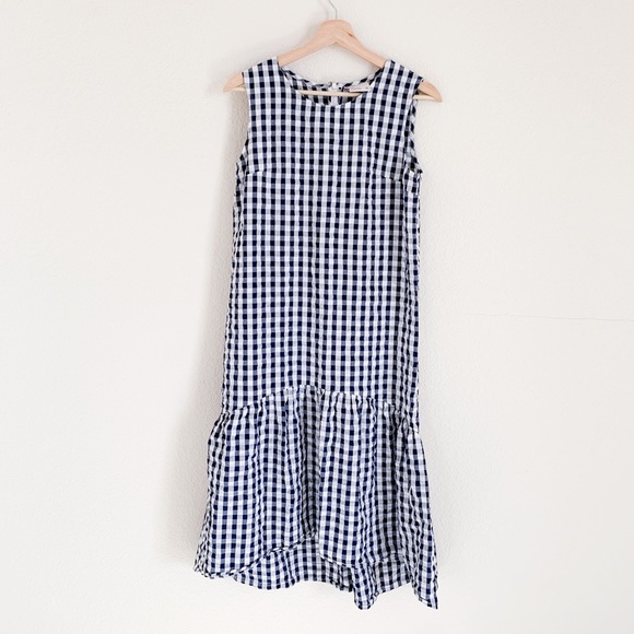 Navy Plaid Dress Sz M - Picture 1 of 5